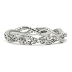 14k White Gold 0.59Ct Round Diamond Twist Band with 64 Diamonds