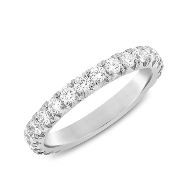 14Kt White Gold 0.60Ct Diamond Band with 25 Diamonds French Cut