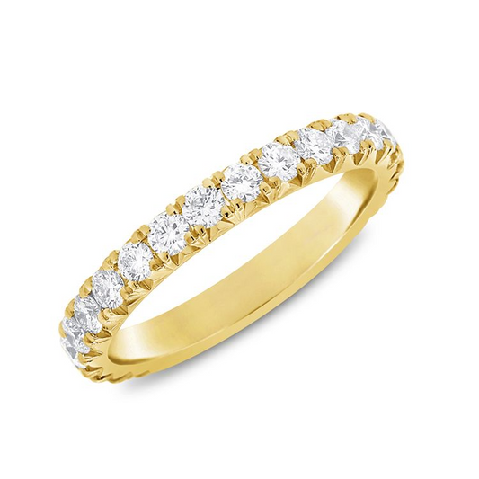 14Kt Yellow Gold 1.08Ct Diamond Band with 19 Diamonds French Cut