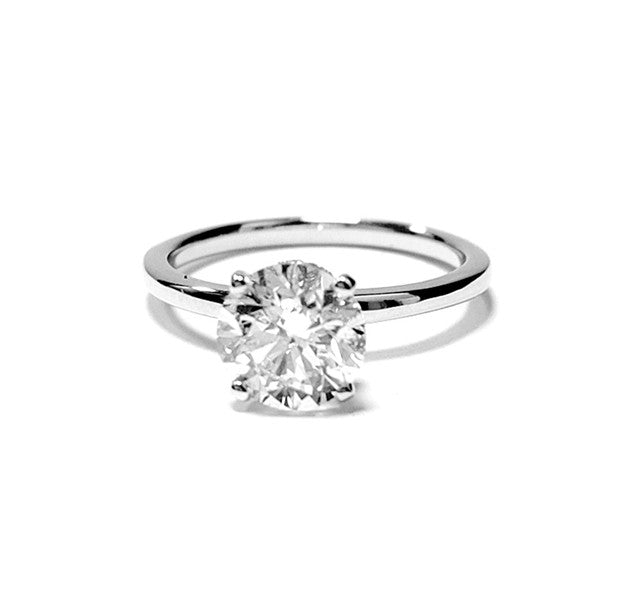 14k White Gold 1.70 Ct F SI2 GIA, 0.11 Ct Hidden Halo Engagement Ring