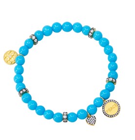 Sterling Silver 14k Gold Plated Turquoise The Peace Bracelet with Cubic Zirconia