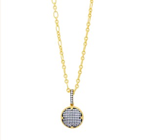 Sterling Silver 14k Gold Plated Cubic Zirconia Times Square Pave Pendant 16 Inch Long with Extender