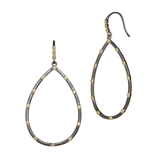 Sterling Silver 14k Gold Plated Bezel Teardrop Earring