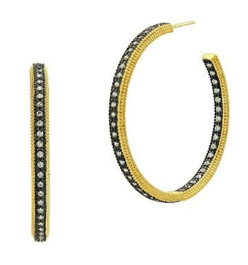 Sterling Silver 14k Gold Plated Cubic Zirconia Classic Hoop Earring