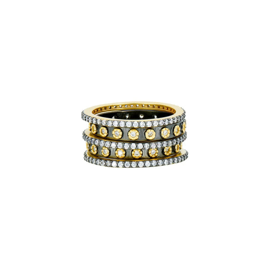 Sterling Silver 14k Gold Plated 5 Rings Stackable bands size 7.0