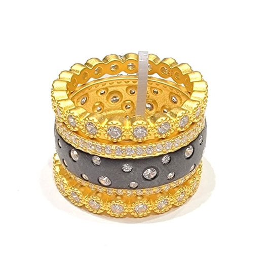 Sterling Silver and 14k Gold Plated Stackable Ring, Size 9.0