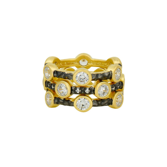 Sterling Silver 14k Gold plated 3 bands stackable size 7