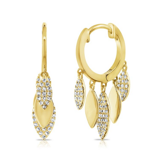 14k Yellow Gold 5 Dangle marquise shaped with 0.38Ct Diamonds