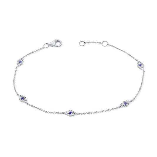 14kt Gold Sapphire 0.14Ct, Diamond 0.26Ct Eye Bracelet, available in White and Yellow Gold