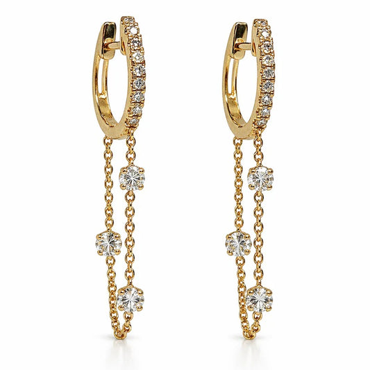 14k Yellow Gold 0.38Ct Diamond Dangle Earring with 24 diamonds