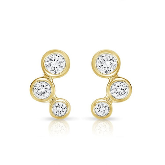 14k Yellow Gold 0.19Ct Diamond Bezel set Earring with 6 Diamonds