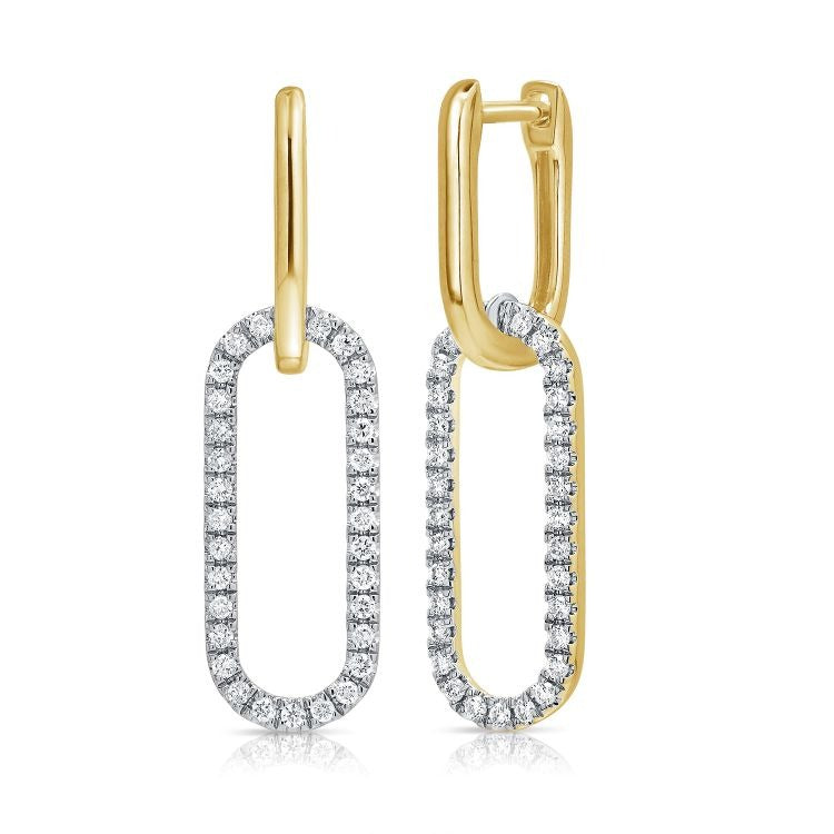 14k Yellow Gold 0.42Ct Diamond Paperclip Earring with 62 Diamonds