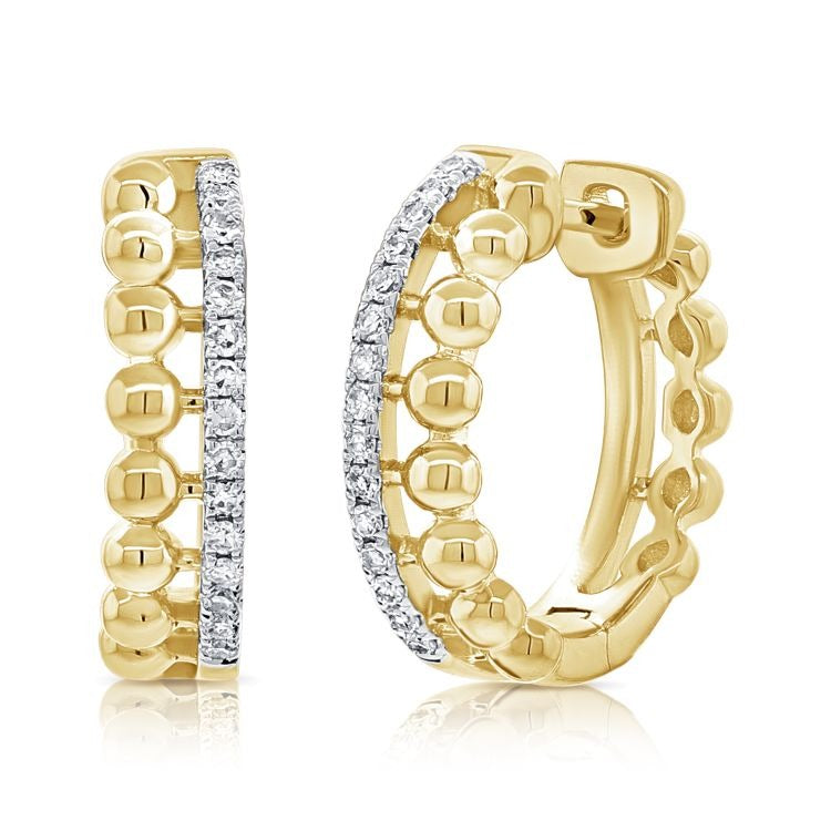 14k Gold 0.14Ct Diamond Huggie Earring with 30 Diamonds, available in White, Rose and Yellow Gold
