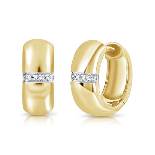 14k Yellow Gold 0.03Ct Diamond Huggie Earring