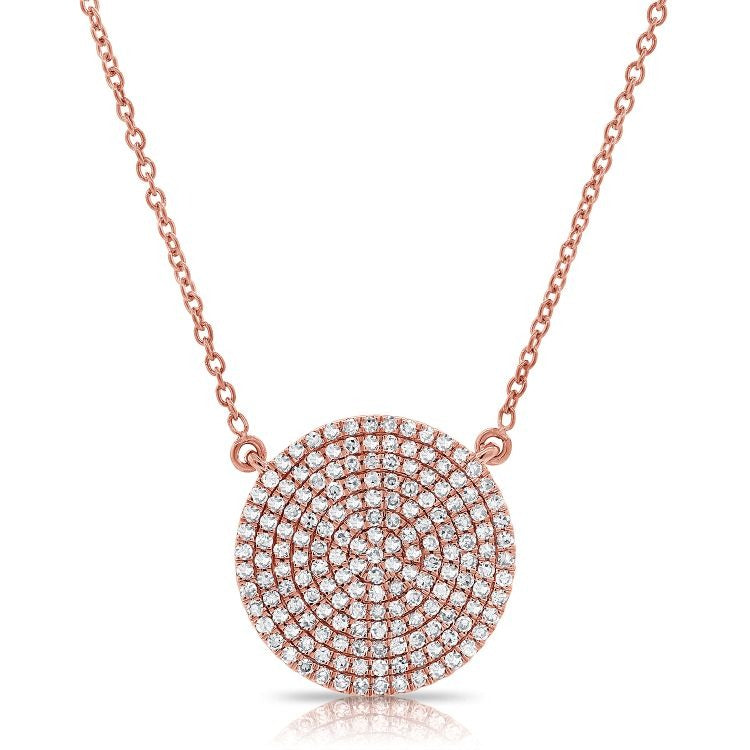 14k Gold Pave Diamond Circle Necklace, available in Several Sizes and in White, Rose and Yellow Gold