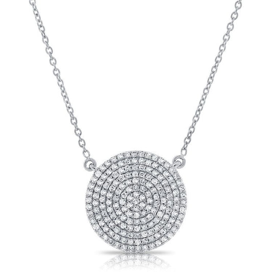 14k Gold Pave Diamond Circle Necklace, available in Several Sizes and in White, Rose and Yellow Gold