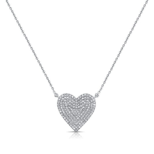 14k White Gold 0.42Ct Diamond Heart Necklace with (161) Diamonds