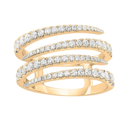 14k Yellow Gold 4 row 0.81Ct Diamond Ring with 68 Diamonds