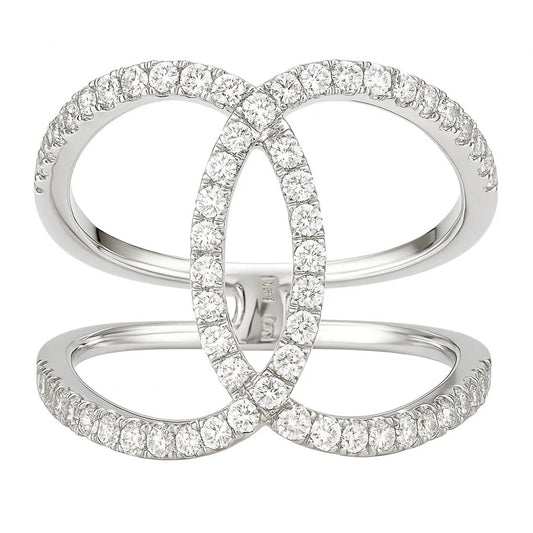 14k White Gold 0.48Ct Diamond Swirl Ring with 62 Diamonds