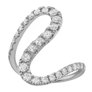 14k White Gold 0.83Ct Diamond Swirl Ring with 27 Diamonds