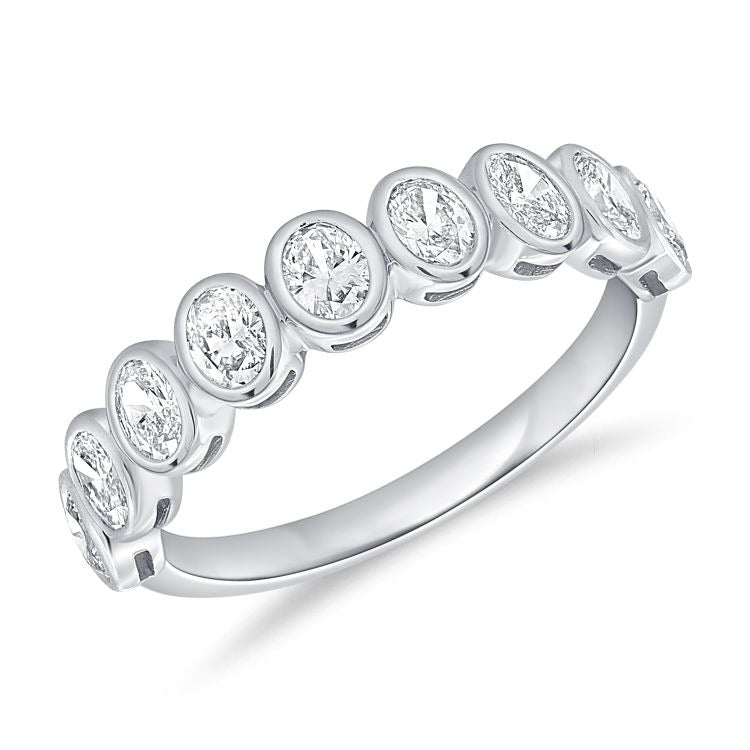 14k Gold 0.68Ct Oval Diamond Band with 9 Diamonds, available in White, Rose and Yellow Gold