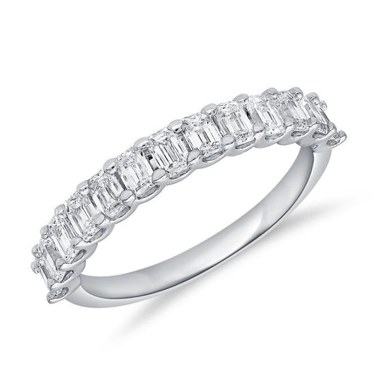 14k White Gold 1.14Ct Emerald Cut Diamond Band with 13 Diamonds, available in White, Rose and Yellow Gold
