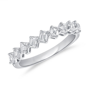 14k Gold 9 Emerald Cut Diamond 0.72Ct Total Weight Band, available in White, Rose and Yellow Gold