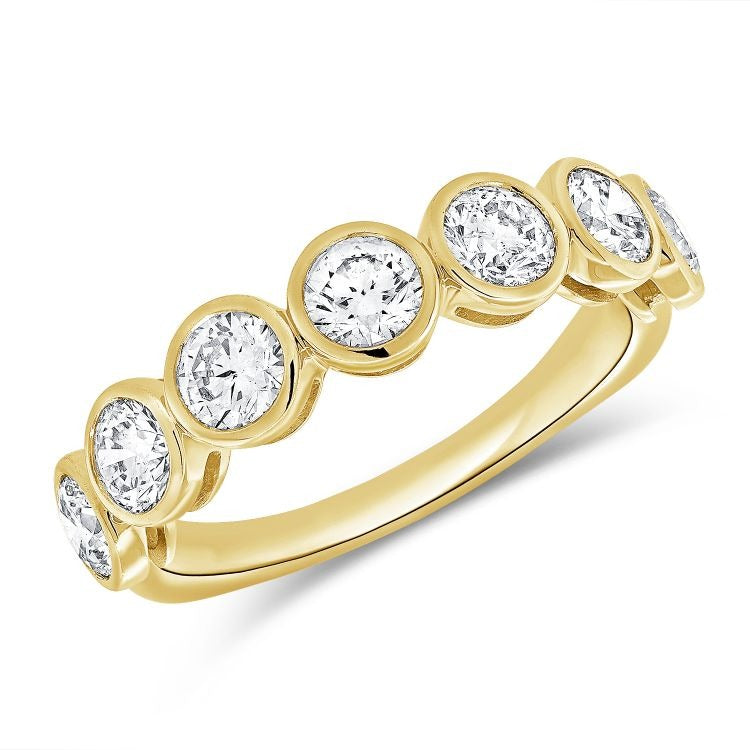 14k Yellow Gold 1.19Cts Five Diamond Band, Size 6.0