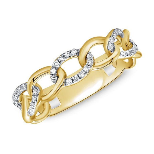 14k Yellow Gold 0.19Ct Diamond Open Link Band, Size 7.0