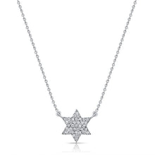 Load image into Gallery viewer, 14K Gold 0.10Ct Diamond Star of David Necklace with 37 Diamonds, available in White, Rose and Yellow Gold
