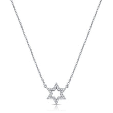 Load image into Gallery viewer, 14k Gold 0.08Ct Diamond Star Of David Necklace with 24Diamonds available in White, Rose and Yellow Gold
