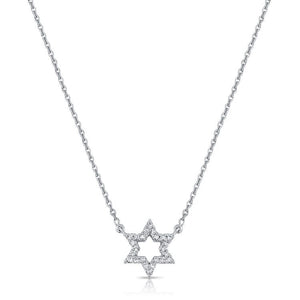 14k Gold 0.08Ct Diamond Star Of David Necklace with 24Diamonds available in White, Rose and Yellow Gold