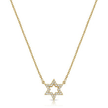 Load image into Gallery viewer, 14k Gold 0.08Ct Diamond Star Of David Necklace with 24Diamonds available in White, Rose and Yellow Gold
