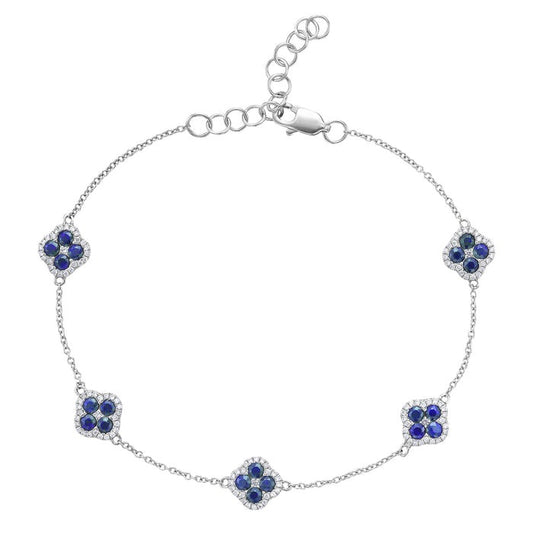 14k White Gold 0.86Ct Sapphires, 0.28Ct Diamond Bracelet