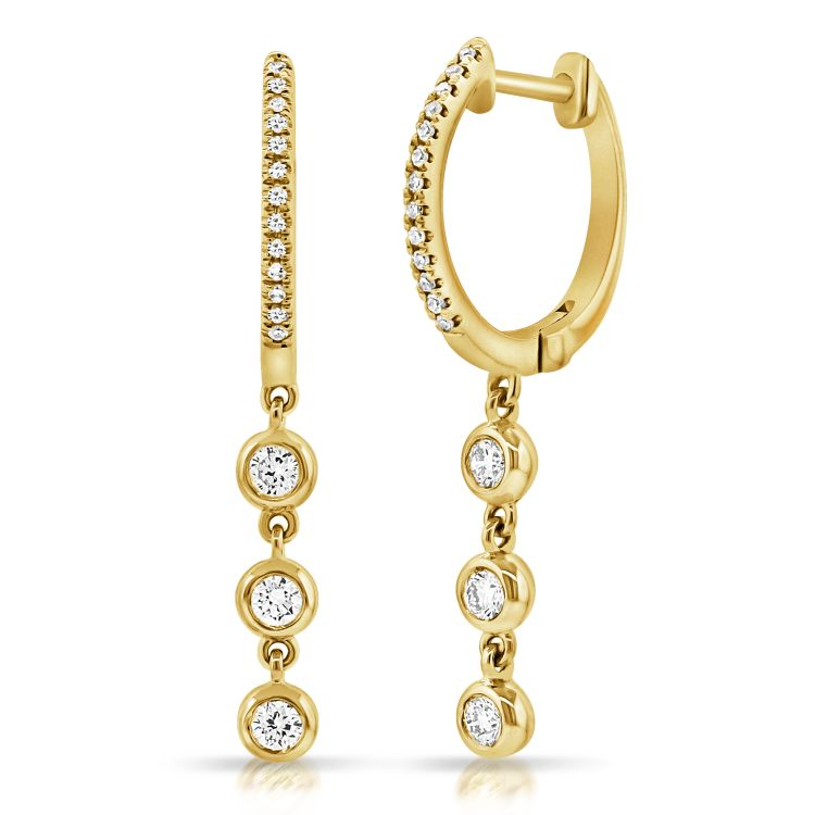 14k Yellow Gold Dangle Diamond Earring with 0.33Ct Total Carat Weight