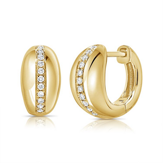 14k Yellow Gold 0.22Ct Diamond Huggie Earring with 22 Diamonds