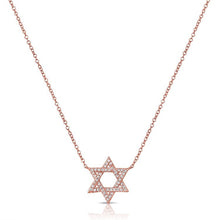 Load image into Gallery viewer, 14K Gold 0.13Ct Diamond Star Of David Necklace with 48 Diamonds, available in White, Rose and Yellow Gold
