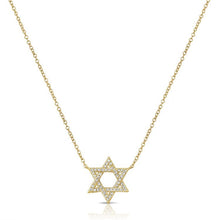 Load image into Gallery viewer, 14K Gold 0.13Ct Diamond Star Of David Necklace with 48 Diamonds, available in White, Rose and Yellow Gold
