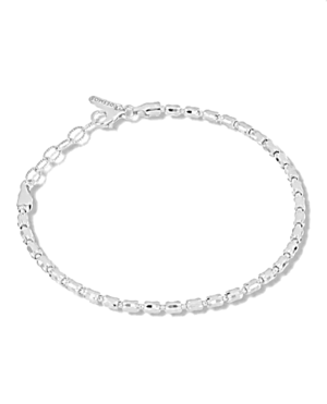 Sterling Silver Rhodium Plated Barrel Crystal Bead Bracelet 7.25 inches with an Extender