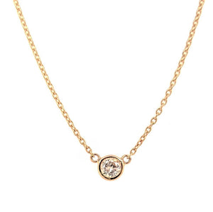 14k Gold 0.20Ct Diamond Bezel Set Necklace 18 Inch Long, available in White and Yellow Gold