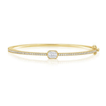 Load image into Gallery viewer, 14k Gold 0.33Ct baguette 9 Diamonds, 0.48Ct round 58 diamonds bangle, available in White, Rose and Yellow Gold
