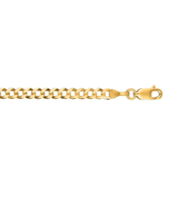 14K Yellow Gold 3.6mm Comfort Curb 7-Inch Chain Bracelet with Lobster Lock
