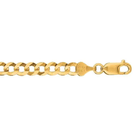 14K Yellow Gold 5.7mm Comfort Curb Chain with Lobster Lock 24 Inch Long