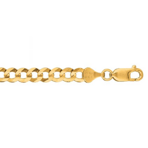 14K Yellow Gold 5.7mm Comfort Curb Chain Bracelet 8.5 Inches Long