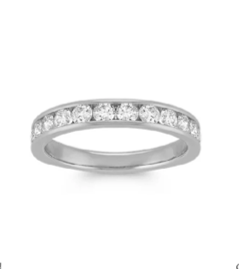 14k White Gold 0.77 Ct Round Diamond Band with 11 Diamonds