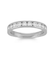 14k White Gold 0.77 Ct Round Diamond Band with 11 Diamonds