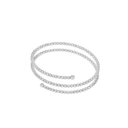 Sterling Silver Rhodium Plated faceted beaded Bracelet 7 Inch