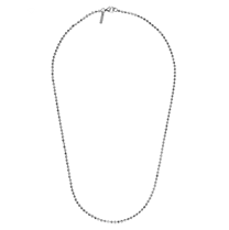 Sterling Silver Rhodium Plated Beaded Design Moon 18 Inches Necklace