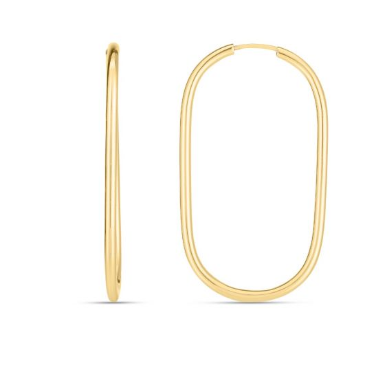 14k Yellow Gold 2.7 Grams Endless Large Paperclip Hoop Earrings