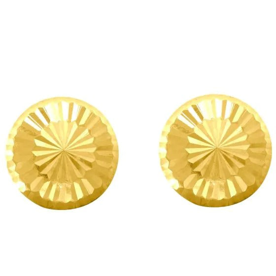 14K Yellow Gold Small 6MM Diamond Cut Burst Post Earring